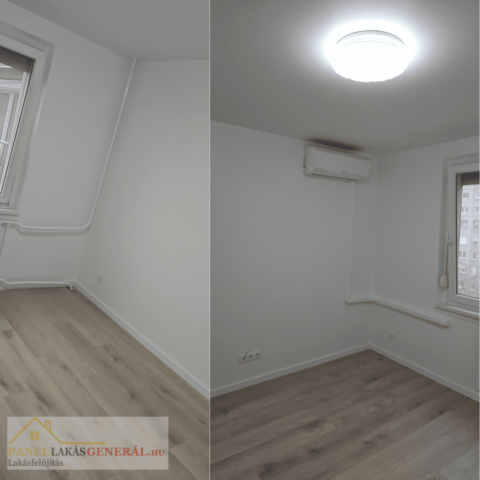 Panel lakás dolgozószobája modern berendezéssel és praktikus munkaterülettel felújítás során