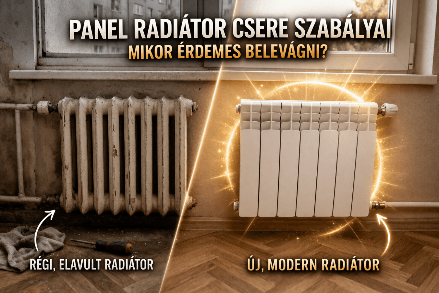 Panel radiátor csere előtt és után – régi és új radiátor összehasonlítása